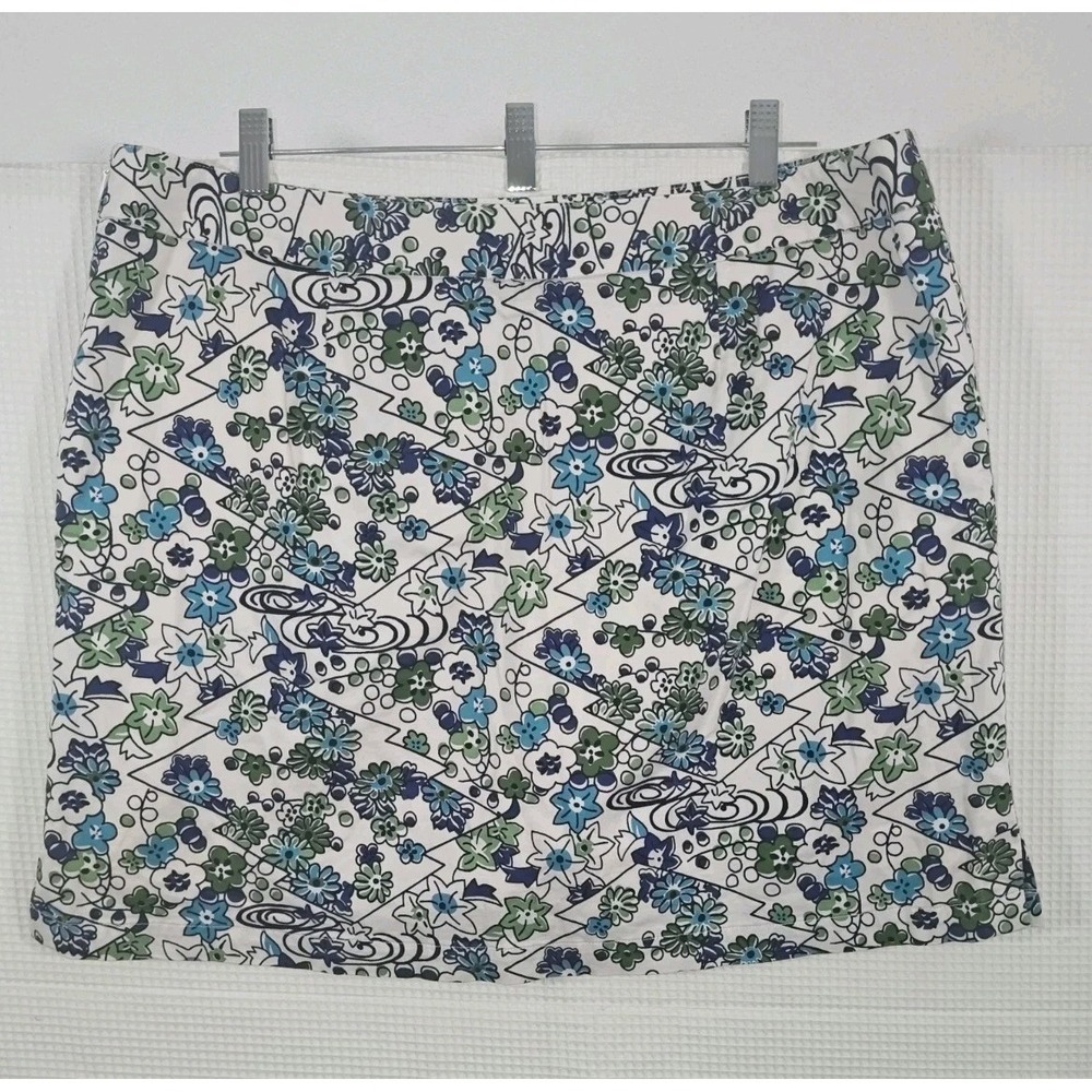 Liz Golf Skort Womens 16 White Blue Green Floral Golf Tennis Skirt Shorts - Picture 2 of 16